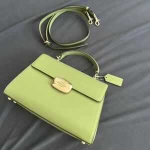 Coach Silver /Soft Green Eliza Top Handle #CP006